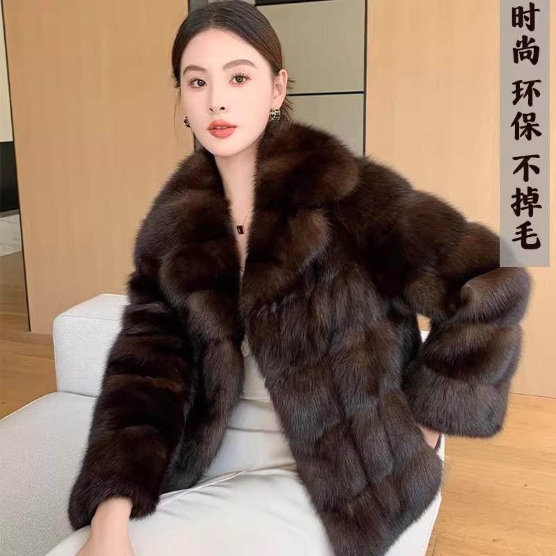 貂绒外套女紫貂高级感中古貂毛加厚保暖时尚剪沟人造毛环保皮草冬
