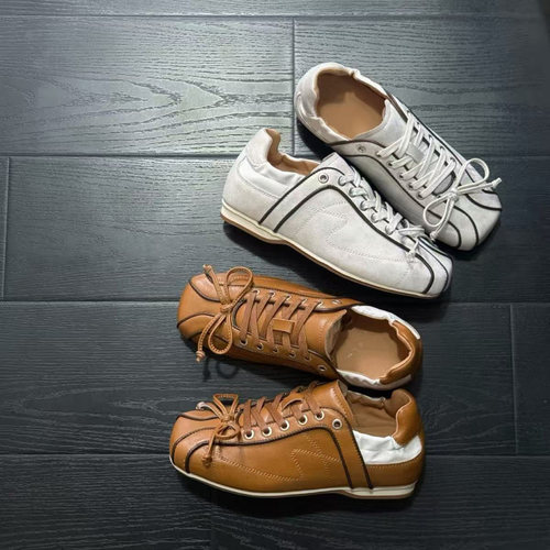 真皮复古系带内增高芭蕾鞋女