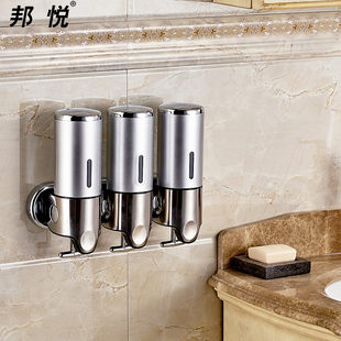 三头皂液器壁挂式 酒店浴室给皂机洗手液瓶 卫生间沐浴液盒