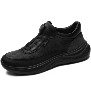 沙驰男鞋2025冬季新款商场同款牛皮BOA旋转扣短绒保暖运动休闲鞋