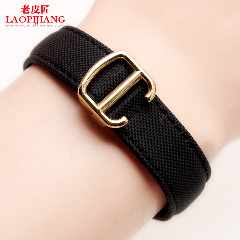 尼龙帆布表带防水底皮 适配卡地亚蓝气球坦克男女手表带 平口凸口