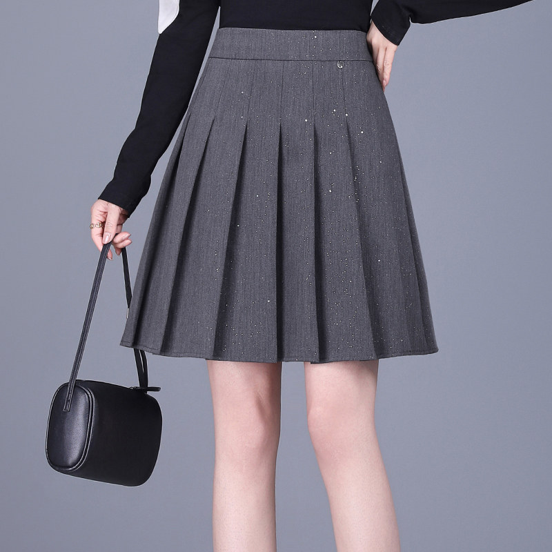 灰色百褶裙半身裙女春夏季2025新款小个子高腰显瘦短裙西装A字裙