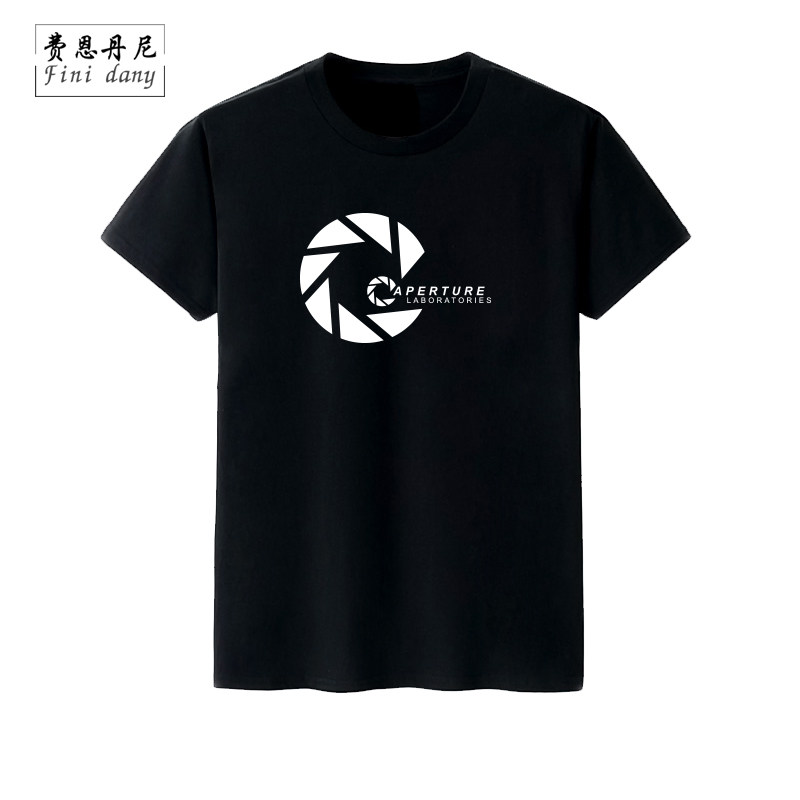 传送门2周边T恤光圈科技Aperture实验室 夏季纯棉圆领短袖t恤衫男