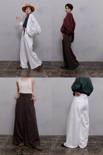 老钱风高腰显瘦长裤阔腿裤