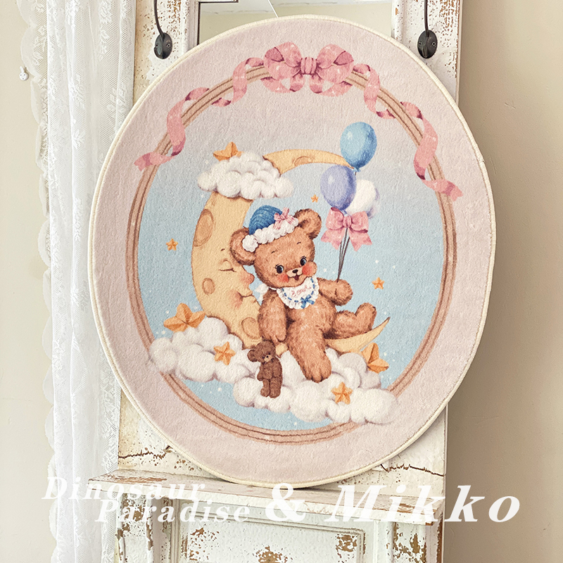 原创卧室晚安小熊可爱仿羊绒圆毯