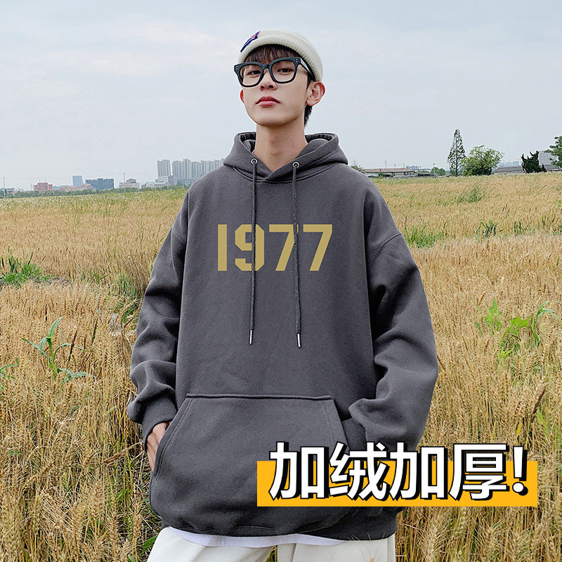 港风美式宽松抖音直播男情侣连帽卫衣A354W819P48加绒加厚60控68,男装卫衣,电商C408(原B339-1)