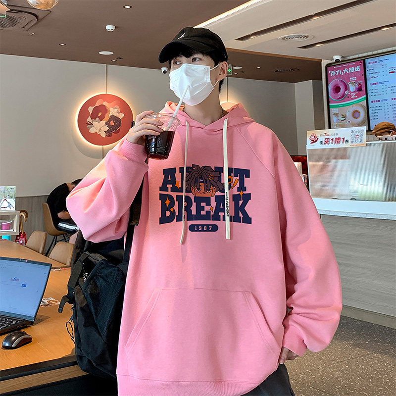插肩袖420克华棉抖音直播品质男连帽卫衣W5002P55控88加绒65图片