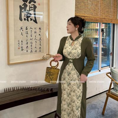 哒头.Studio【青青子衿】微胖mm大码2024新款法式设计修身连衣裙