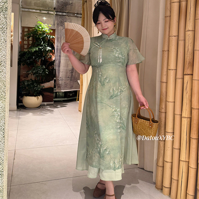 哒头.Studio【兰花香】微胖大码气质改良旗袍连衣裙