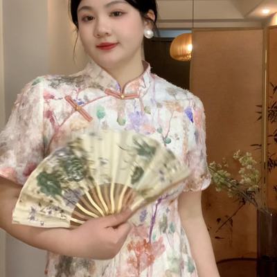 哒头.Studio【画中游】微胖大码2024年新中式显瘦初恋设计连衣裙