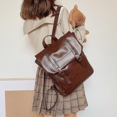 日系双肩包女上班学院风背复古