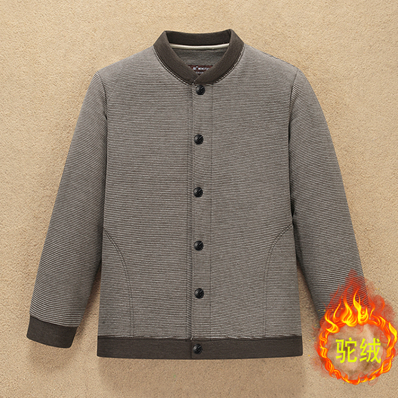 冬季男加厚新款驼绒棉袄爸爸棉衣外套保暖中老年棉服夹克老年爷爷