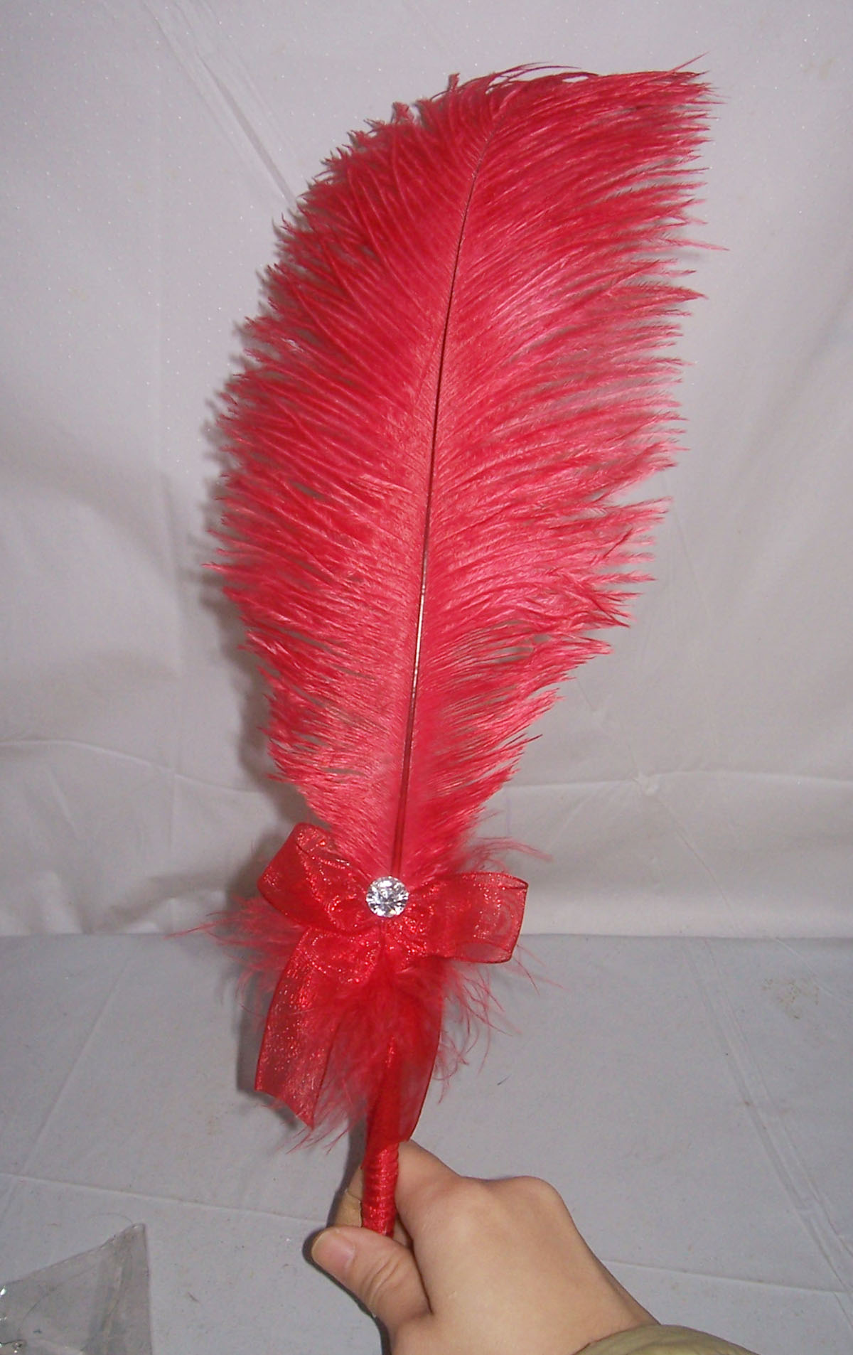 40CM高 鸵鸟羽毛笔 签到笔（进口油漆笔）-红色，