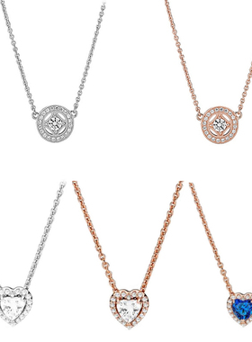 潘家S925纯银玫瑰金崇高的心复古魅力锁骨链素链小众项链送女友