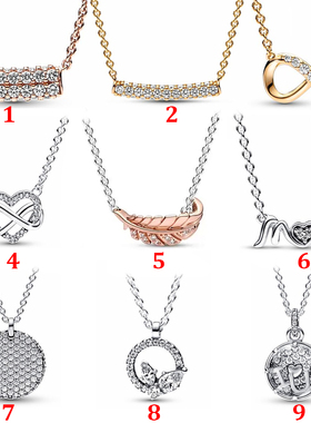 潘家S925纯银永结同心符号单排花朵锁骨链素链精致小众项链送女友