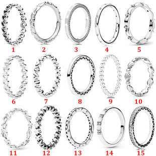 潘家S92纯银银心意交织戒指标志爱心连珠心心相连水滴戒指对戒