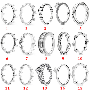 潘家S92纯银银翻转式戒指命运之轮戒指皇冠公主手绘连心戒指对戒