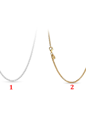 潘家S925纯银黄金色罗洛链项链锁骨链粗素链精致小众项链送女