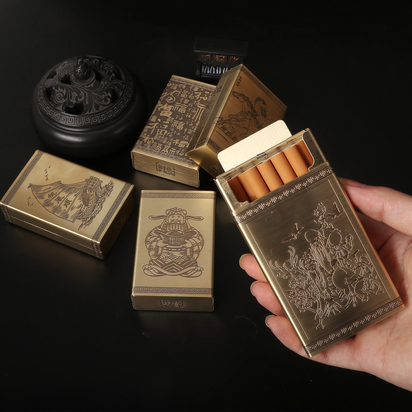 滑盖烟盒热卖20支整包装纯铜滑盖烟盒男士便携抗压防潮高档盒
