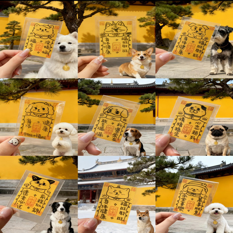 小红书新款狗狗符纯手写手机壳背卡套/证件套