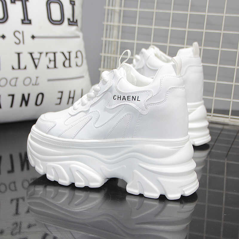 超高跟14厘米老爹鞋百搭女鞋小白鞋2024秋季圆头松糕厚底休闲女鞋