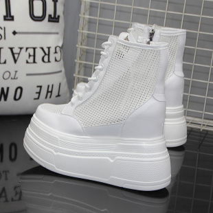 超高跟16公分凉鞋女鞋2025夏季新款隐形内增高网纱透气高帮女鞋