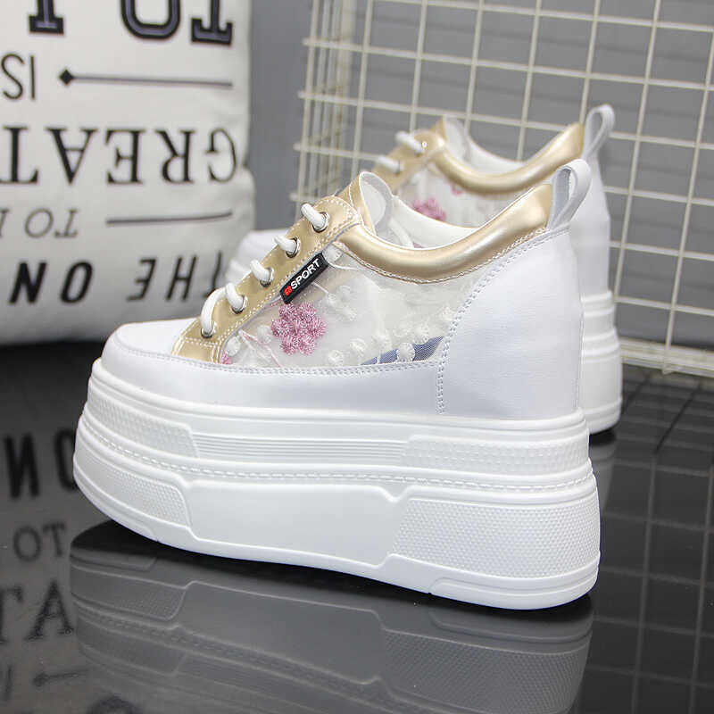 内增高14cm小白鞋女2024年夏季网纱轻便透气松糕厚底百搭休闲板鞋,女鞋,网面鞋,淘宝优惠券,粉丝福利购,淘宝优惠卷