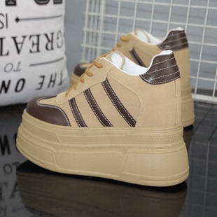 隐形厚底板鞋 女松糕鞋 2024夏季 小白鞋 女 爆款 小个子12cm内增高女鞋