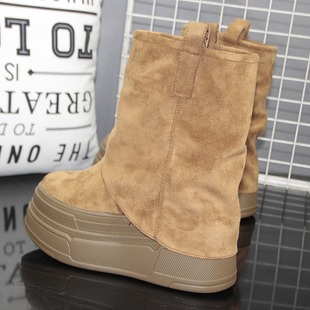 超高跟14cm厚底裤管鞋马丁靴女新款秋冬新款小个子12cm休闲短靴