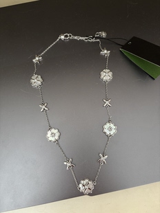 高品质 出口欧美 原单贝母花朵银色四叶草串项链女百搭首饰品