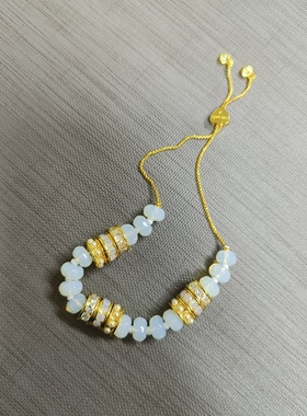 高品质 出口欧美轻手链 奢时尚首饰 白色蛋白石拼色串珠手串女