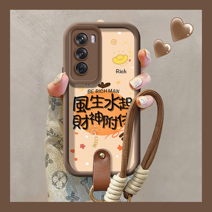 财神附体适用OPPOReno12手机壳Reno11天眼阶梯Reno10硅胶9保护8软套7se全包6镜头5新款4se简3约pro女防摔pro+