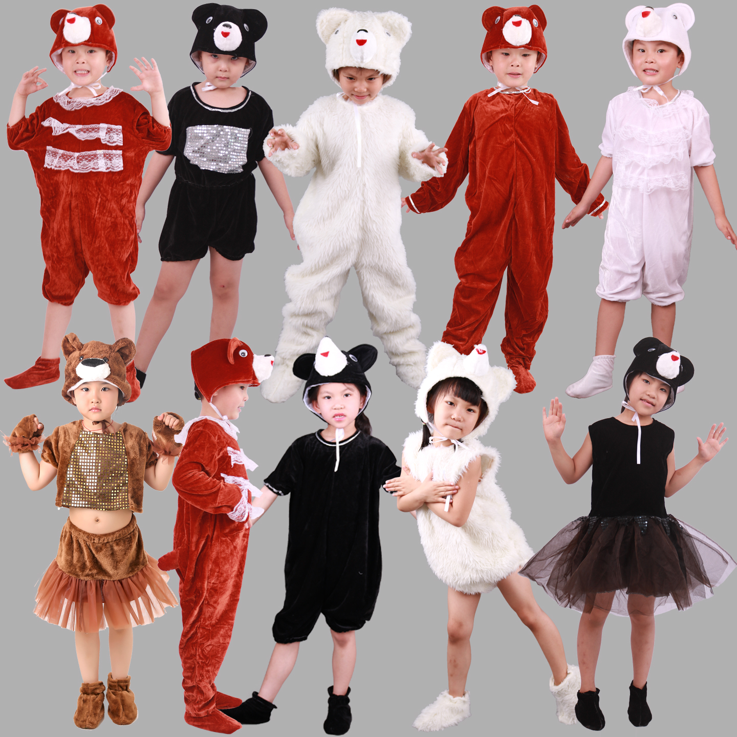 儿童小熊表演服装棕熊卡通演出服