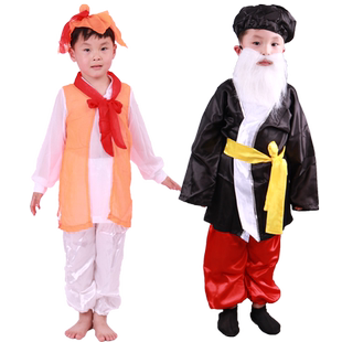 儿童县令演出服装幼儿县官老农穷人农民表演服聚宝盆中国风舞蹈服