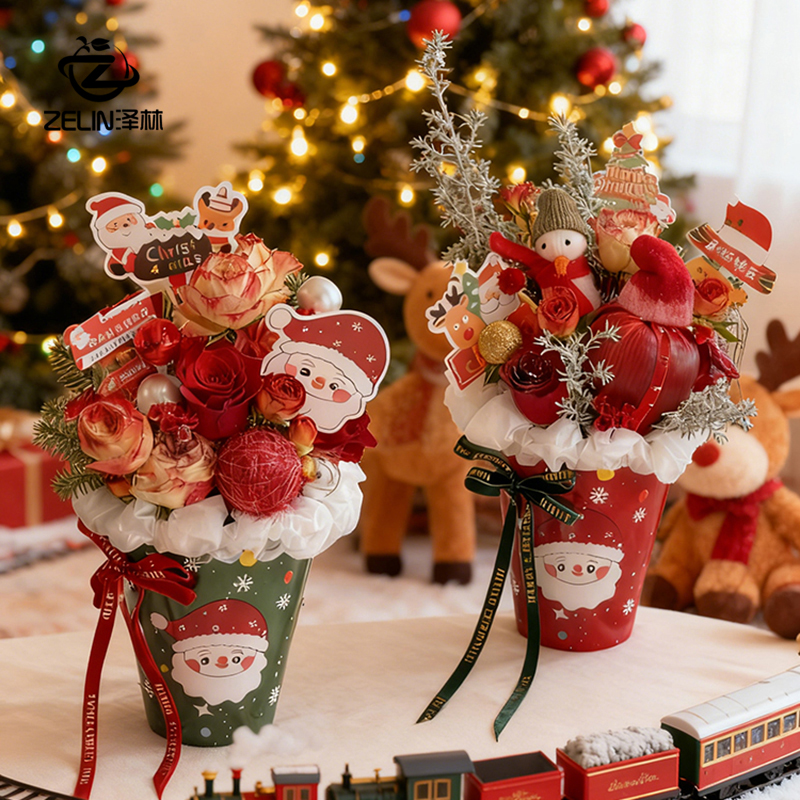 圣诞节苹果包装抱抱桶