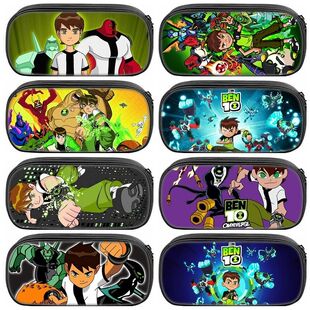 骇客少年ben笔袋中小学生动漫印花大容量铅笔收纳包男女文具盒