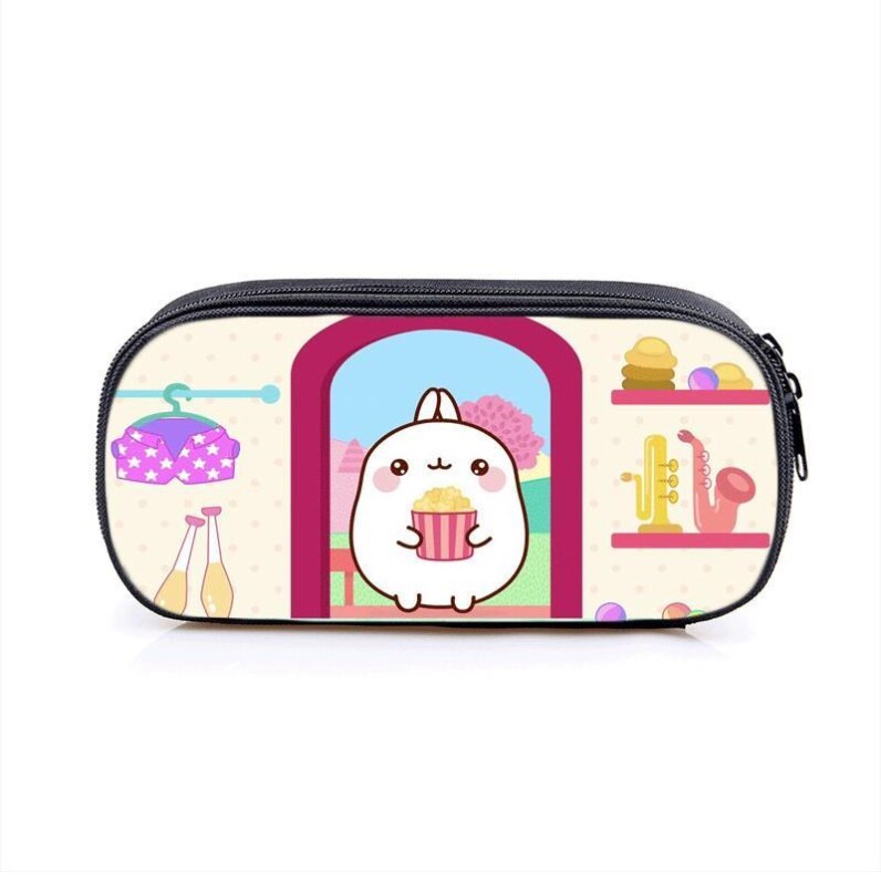 萌浪兔molang古灵精怪小免多功能笔袋高初小学生文具笔袋来图定制