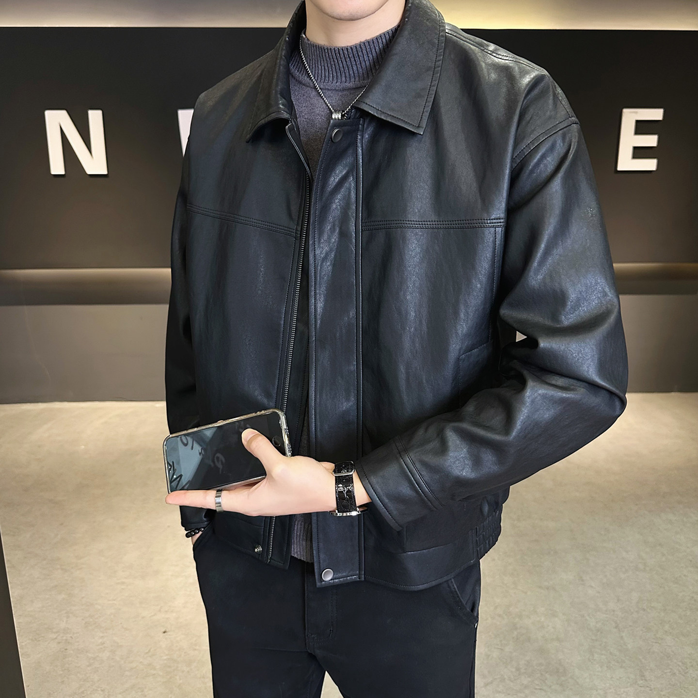 男士外套秋季2026新款痞帅高级感男装美式复古哈灵顿机车1013e