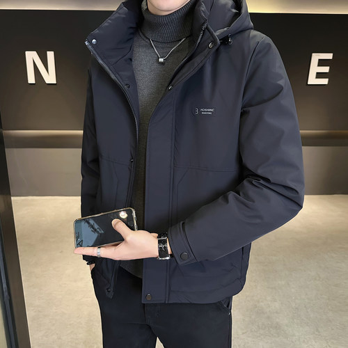 轻薄90白鸭绒可拆连帽男士羽绒服