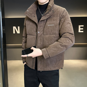 羽绒服男冬季2024新款高端潮牌加厚保暖男装防寒服短款麂皮绒外套