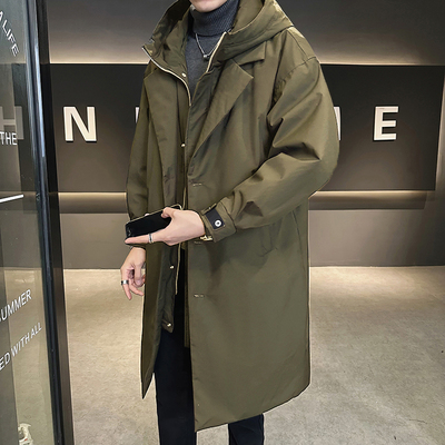 高端连帽休闲中长款假两件羽绒服