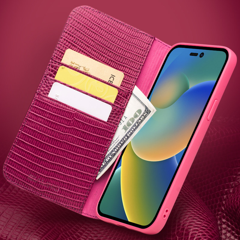 洽利 适用于iphone14promax手机壳鳄鱼纹真皮套苹果14plus翻盖防摔时尚简约保护壳插卡式奢华女士专属皮套