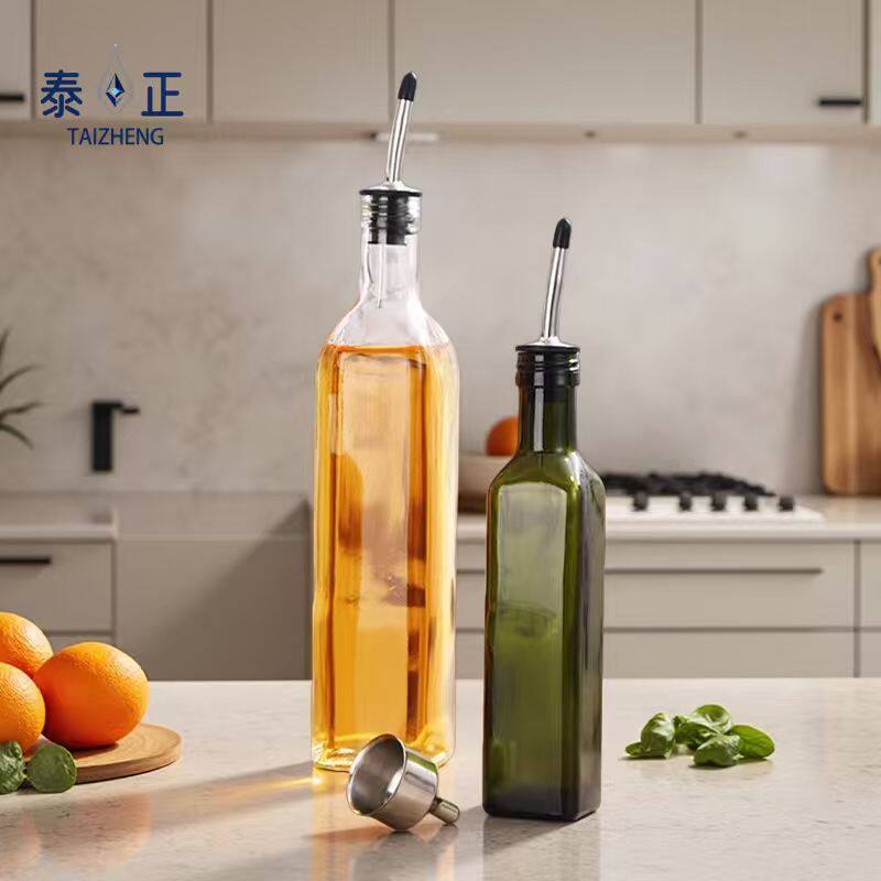 创意款方形油壶500ML厨房用品橄榄油瓶家用防漏酱油醋调料玻璃瓶