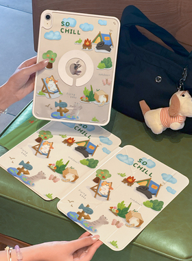 iPad11保护套2025款iPadpro磁吸拆分720°旋转air7支架6适用苹果10代9平板5保护壳mini7防摔透明13寸12.9可爱