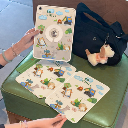 iPad11保护套2025款iPadpro磁吸拆分720°旋转air7支架6适用苹果10代9平板5保护壳mini7防摔透明13寸12.9可爱