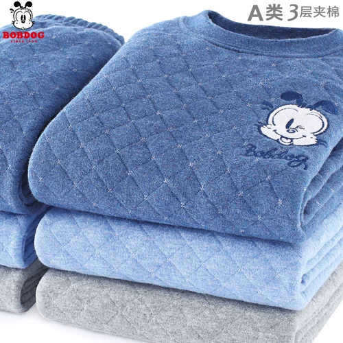 Детское удерживающее тепло нижнее белье, хлопковый комплект, хлопковое демисезонное термобелье для мальчиков, увеличенная толщина