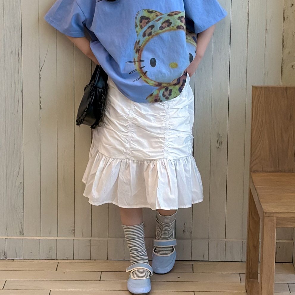 花与寻女童连衣裙2026年夏季新款白色鱼尾摆花边裙甜美公主风韩系