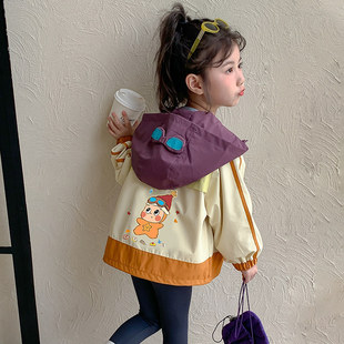 女童外套春季2026春秋新款女宝连帽上衣小女孩春装洋气儿童冲锋衣