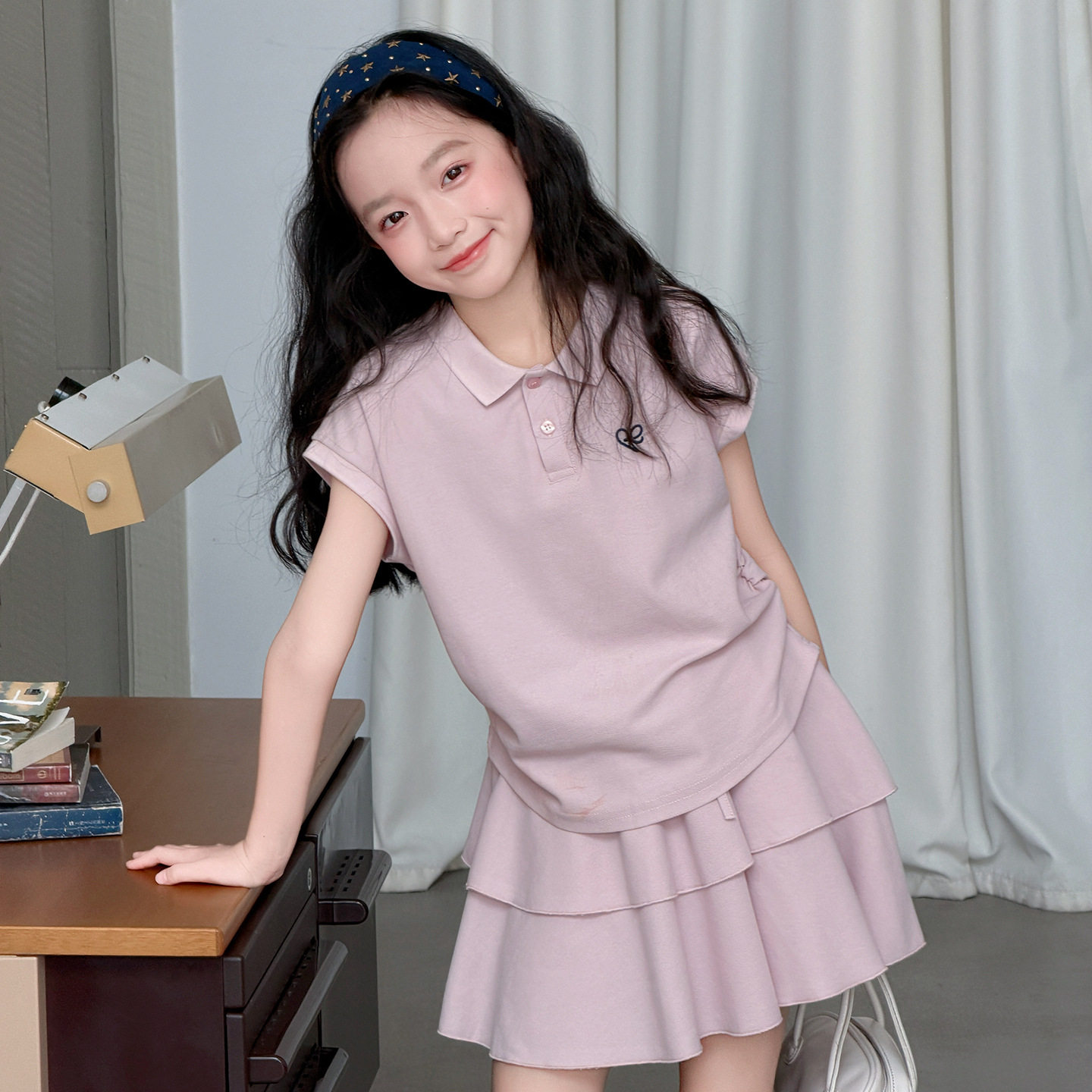 女大童夏季薄款无袖T恤裙套装