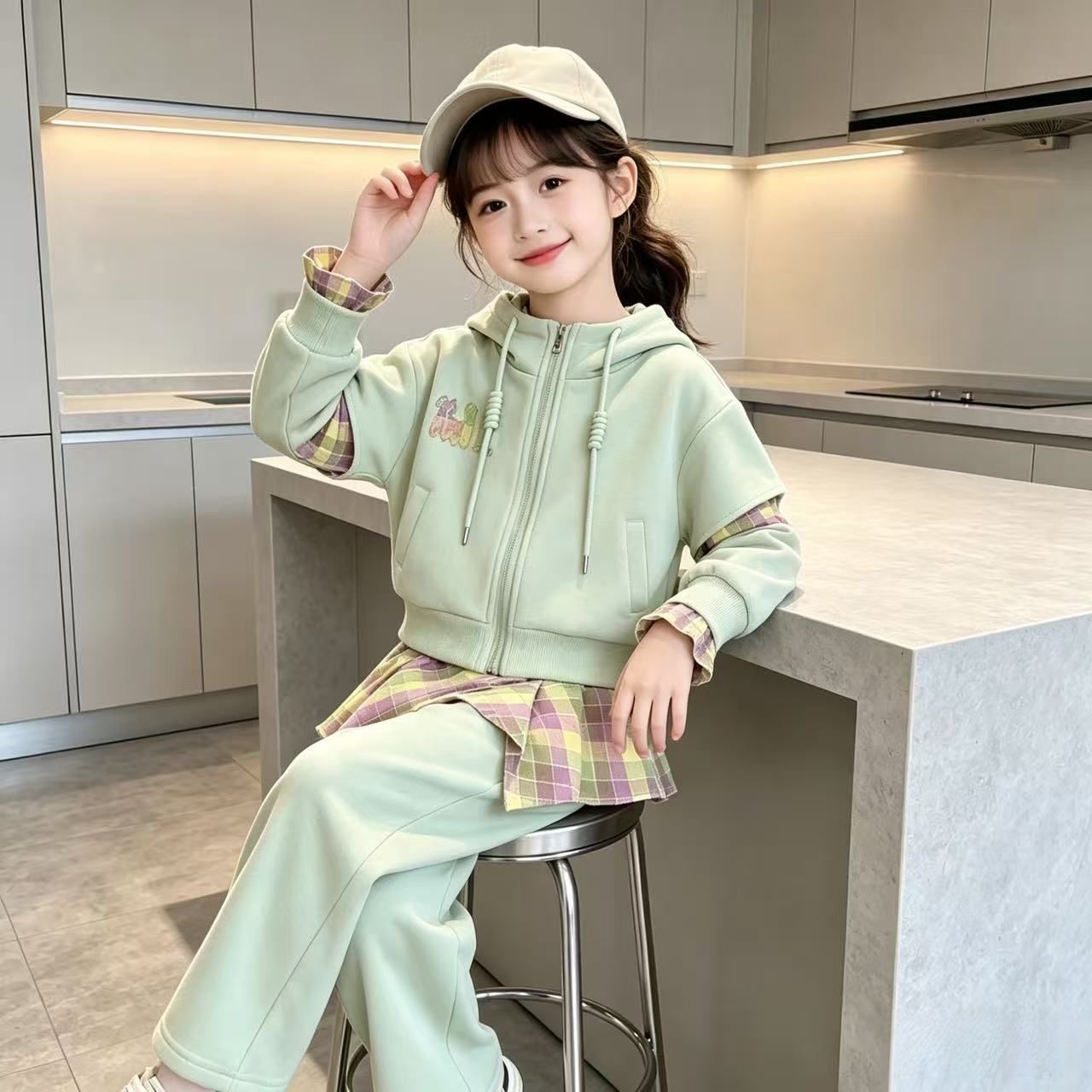 女童春季韩版洋气刺绣外套两件套